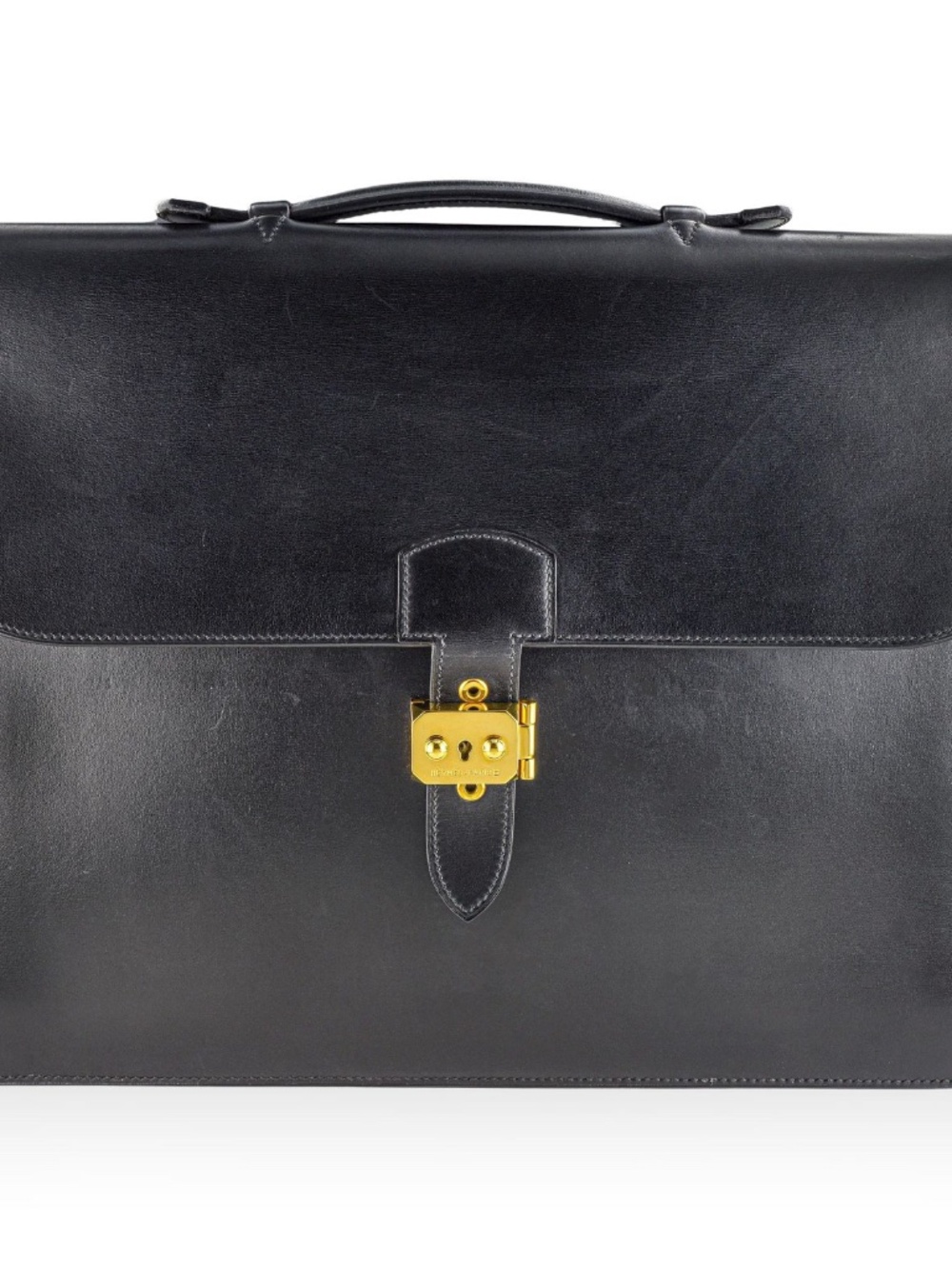Authentic Hermes Sac A Depeches 38 Briefcase, Black color Leather
